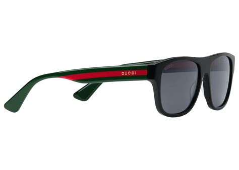 gucci 504306 j0070 4444|Rectangular frame sunglasses in black and red.